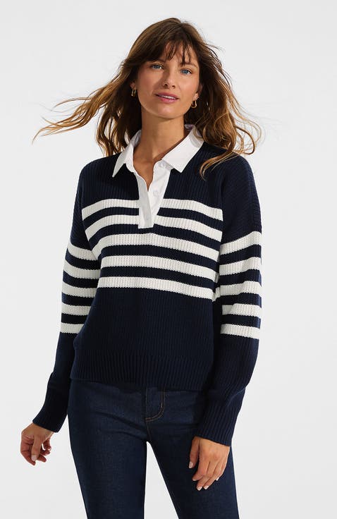 Drifter Rugby with Woven Collar Sweater