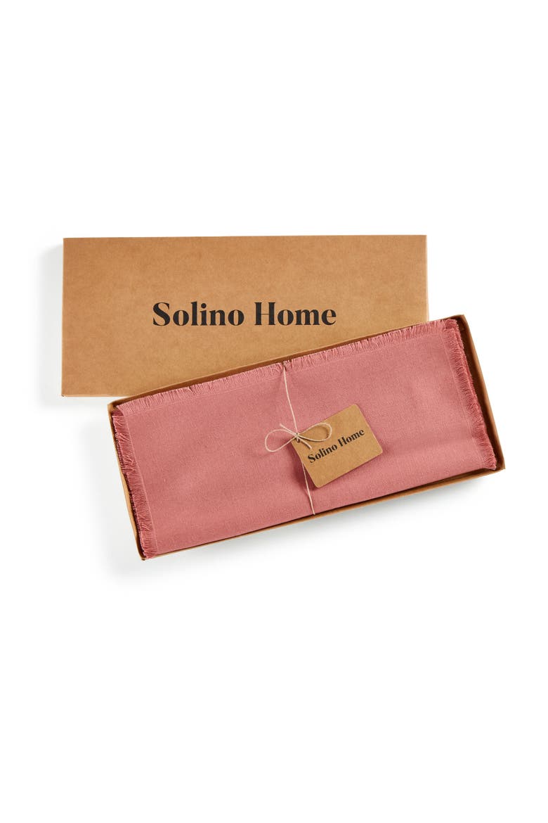 Linen Table Runner - Fringe, Alternate, color, Dusty Rose