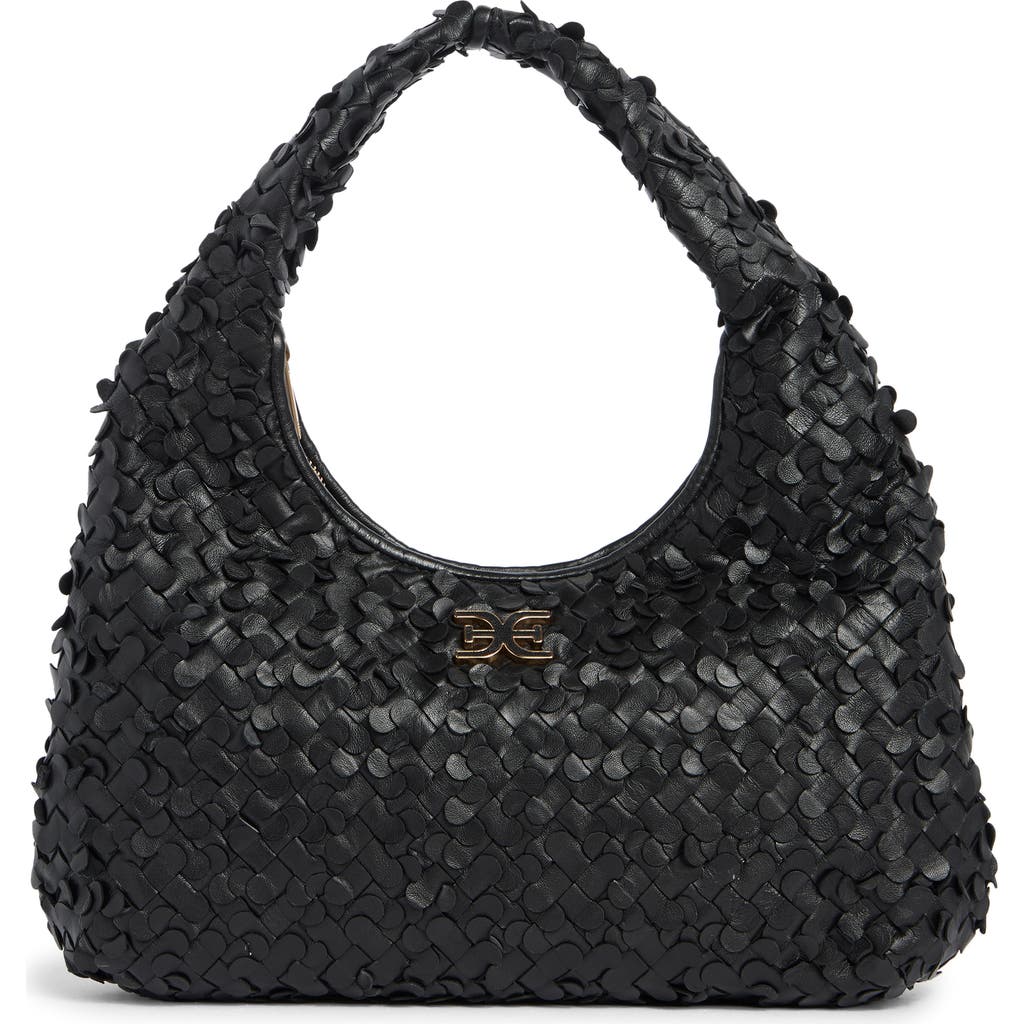 Sam Edelman Bianka Woven Leather Hobo Bag In Black