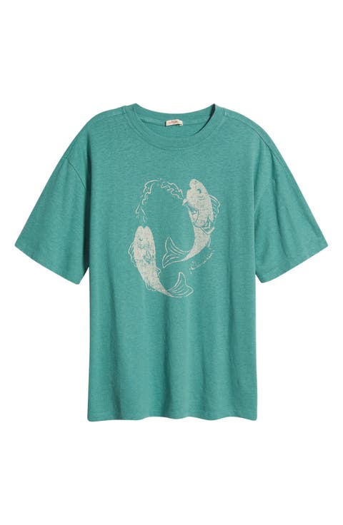 Fish Graphic Oversize Hemp Blend T-Shirt