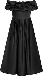 City Chic London Off the Shoulder Satin Midi Dress