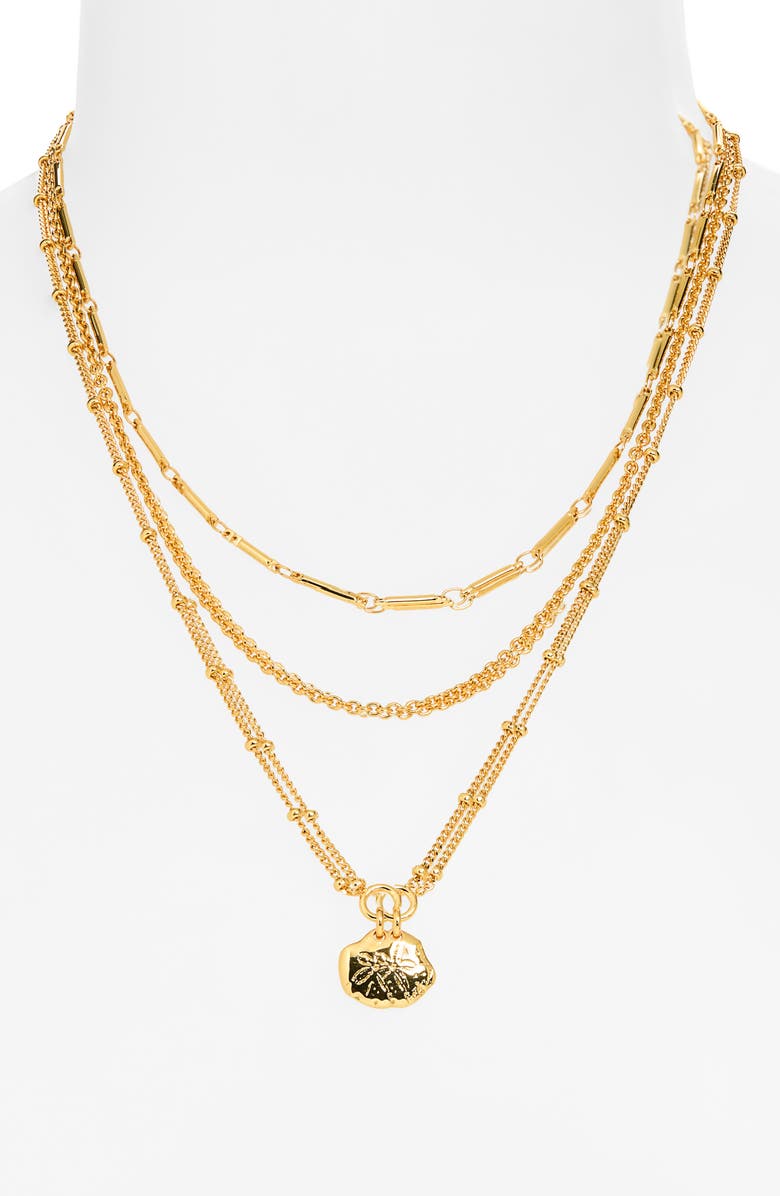 Madewell Sand Dollar Necklace 3-Piece Set, Alternate, color, Antique Gold
