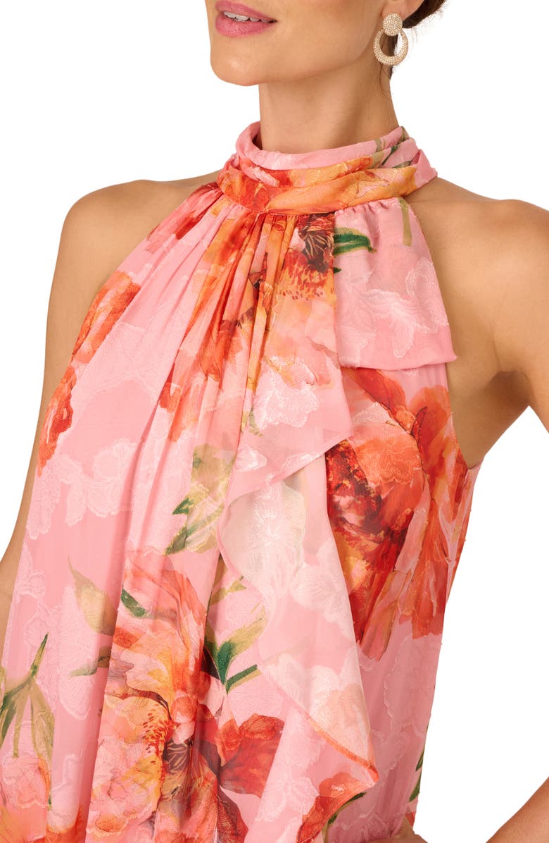 Adrianna Papell Halter Trapeze Gown, Alternate, color, Pink Multi