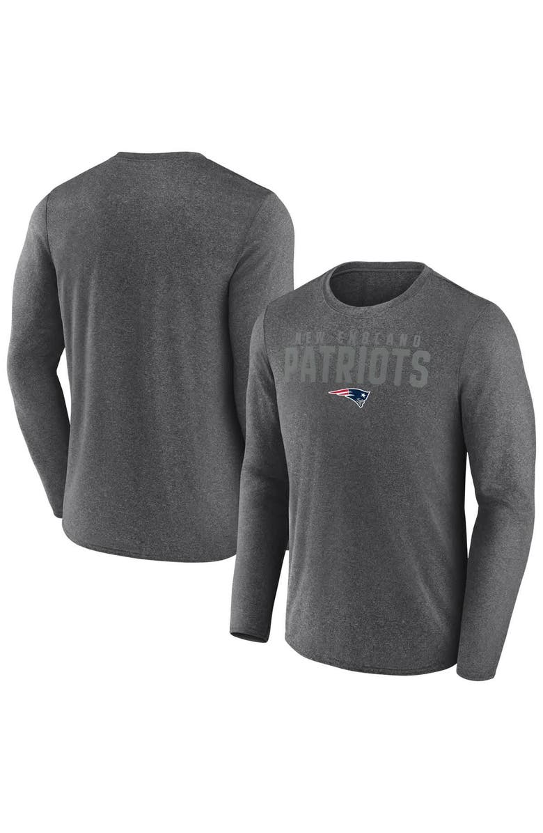 FANATICS Men's Fanatics  Heather Charcoal New England Patriots Blackout Long Sleeve T-Shirt, Main, color, 