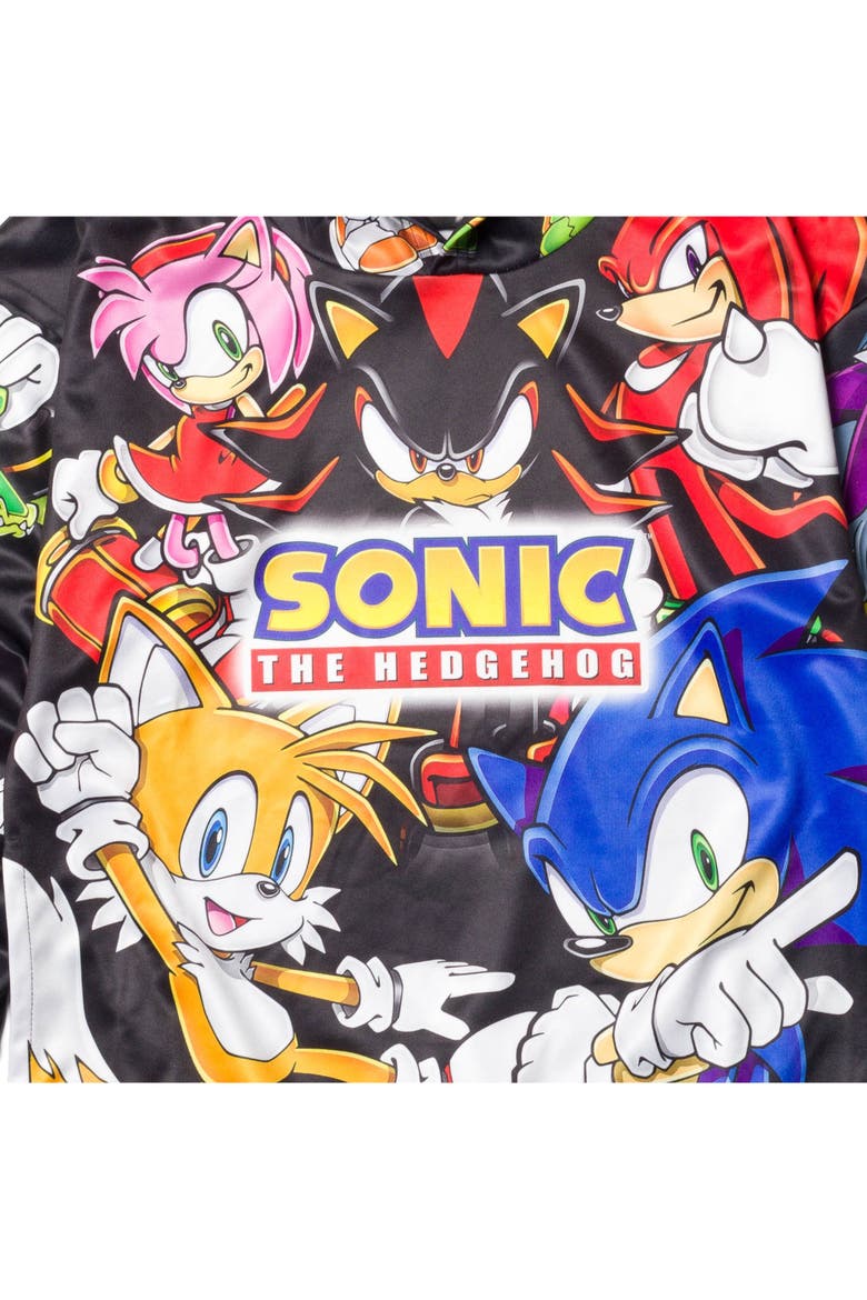 Sonic the Hedgehog Fleece Hooded Sweatshirt, Alternate, color, Sonic Group Black