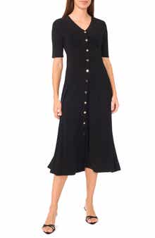 Button Front Midi Dress