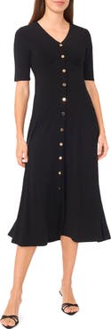 MSK Button Front Midi Dress