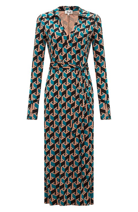 Bianco Geo Print Long Sleeve Dress