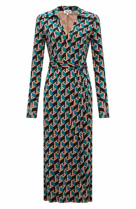 Bianco Geo Print Long Sleeve Dress