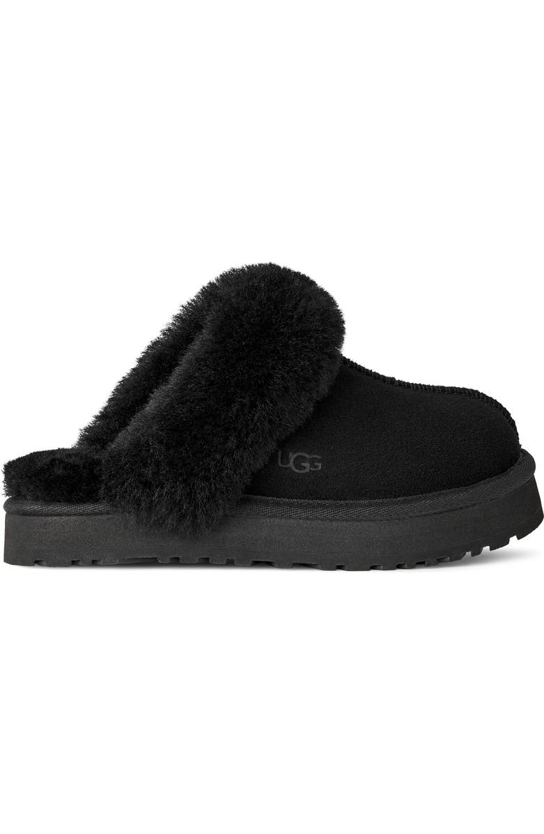 UGG<sup>®</sup> Kids' Disquette Genuine Shearling Trim Slipper, Alternate, color, Black