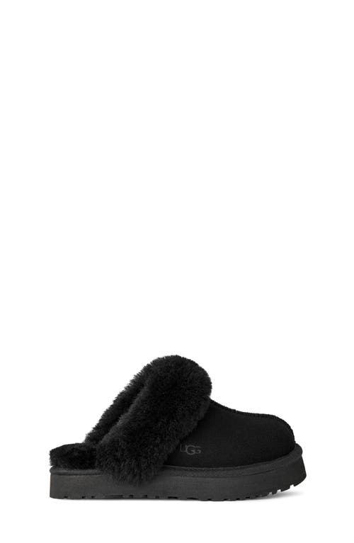 Ugg(r) Kids' Disquette Genuine Shearling Trim Slipper In Black