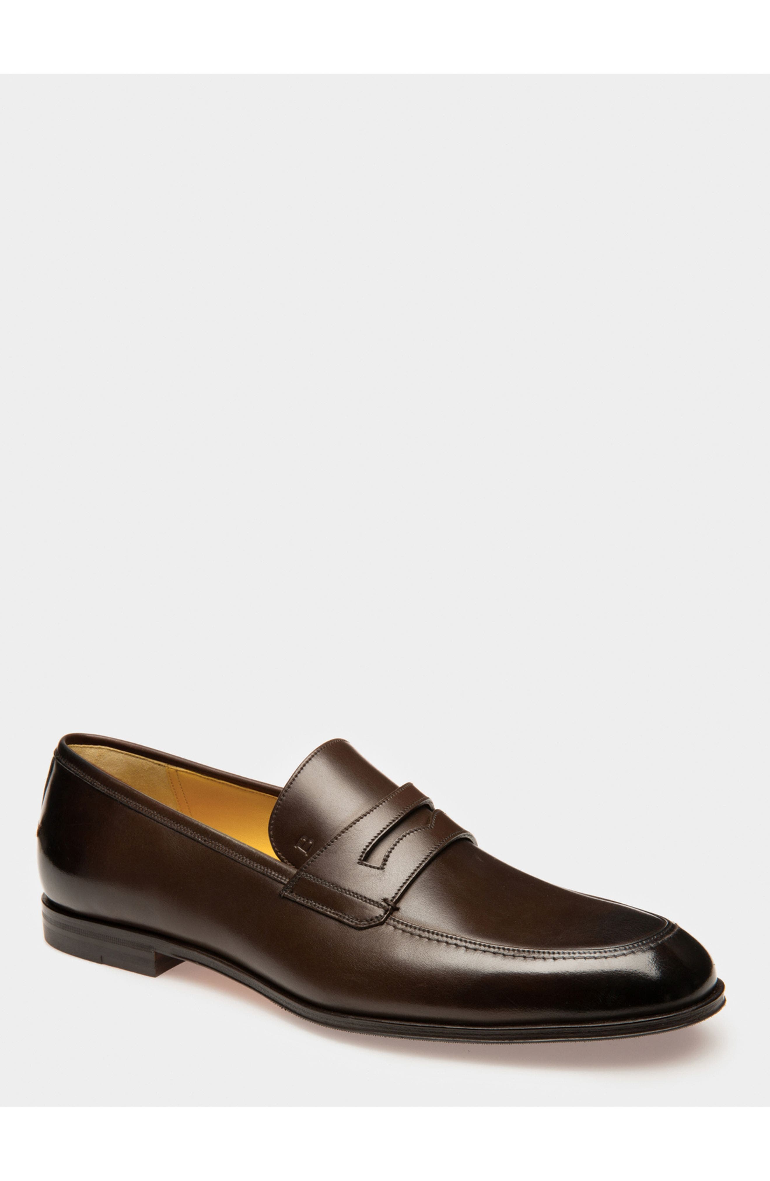 Bally Webb Leather Loafers, Alternate, color, Brown