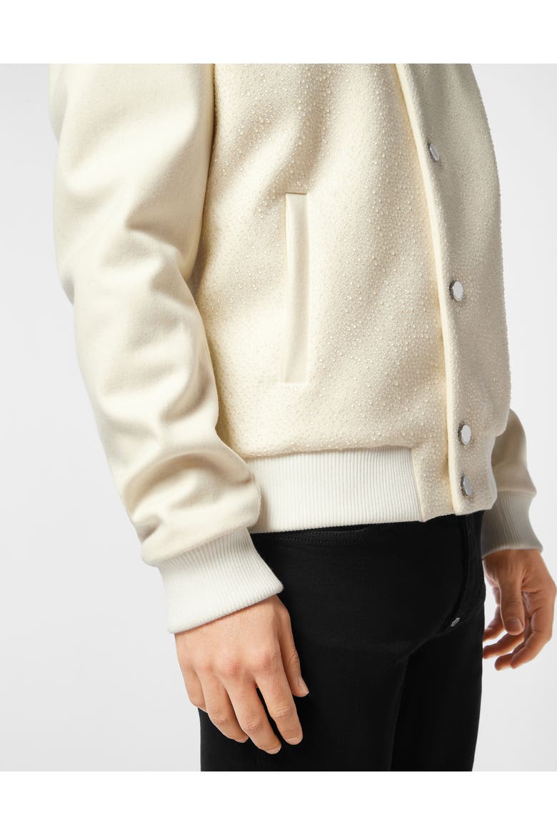 Wool Bomber With Transparent Strass Men, Alternate, color, OffWhite