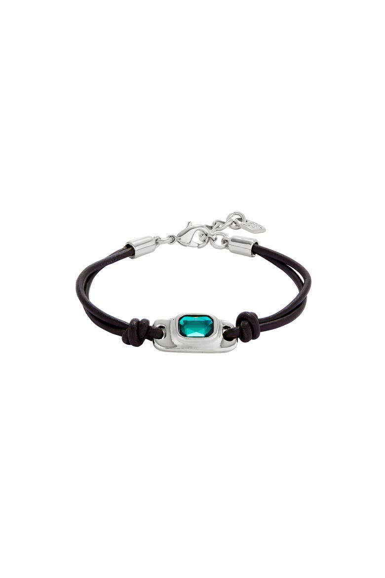 Sterling Silver Plated Leather Bracelet, Main, color, Silver