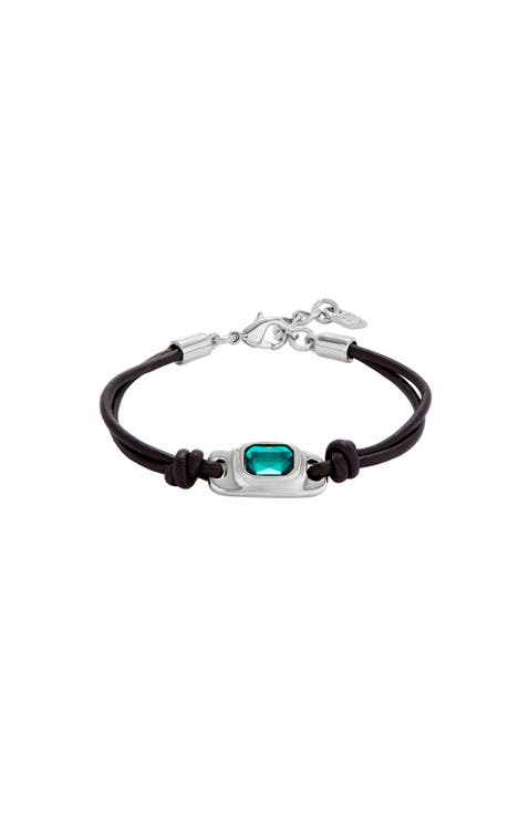 Sterling Silver Plated Leather Bracelet