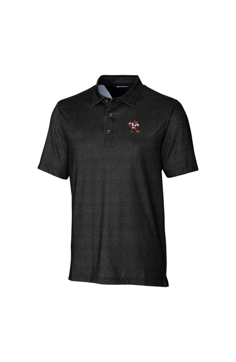 Cutter & Buck Men's Cutter & Buck Black Louisville Cardinals Primary Team Logo Pike Micro Floral Stretch Polo, Alternate, color, 