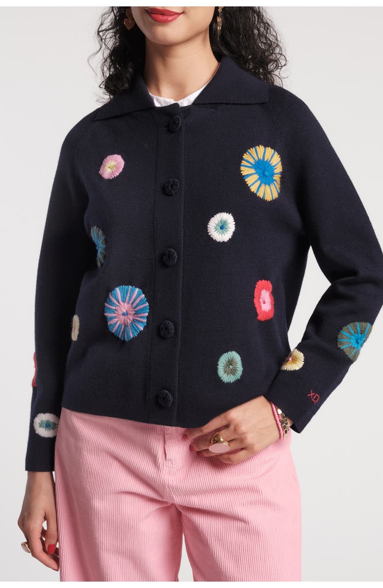 Frances Valentine Bon Bon Cardigan, Main, color, Navy/Multi