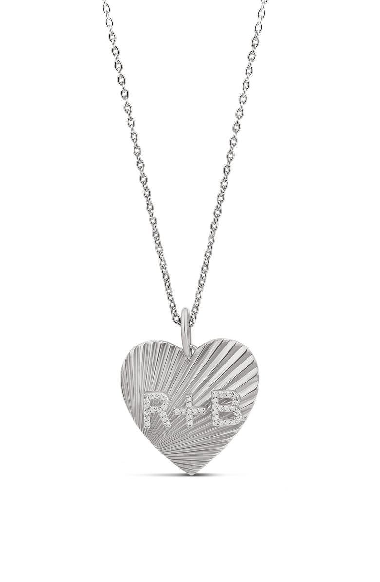 SHYMI Fluted Heart Initial Pendant Necklace, Main, color, Silver