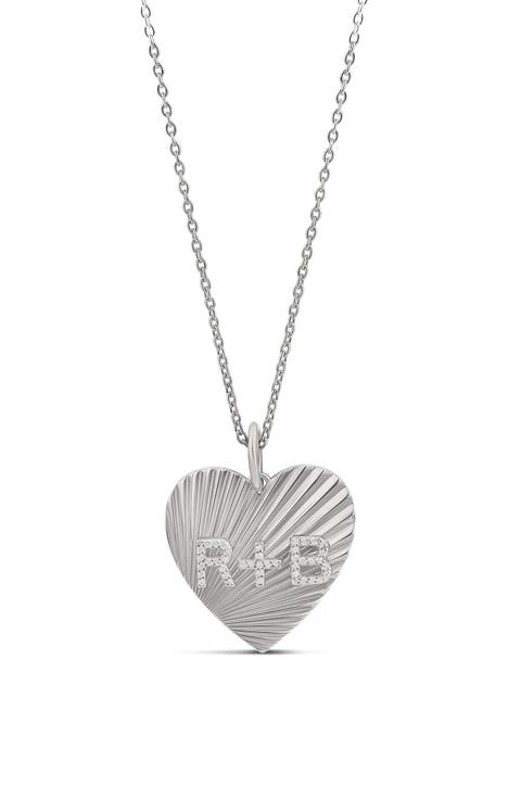 Fluted Heart Initial Pendant Necklace