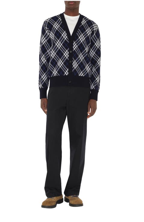 Check Wool Blend Cardigan