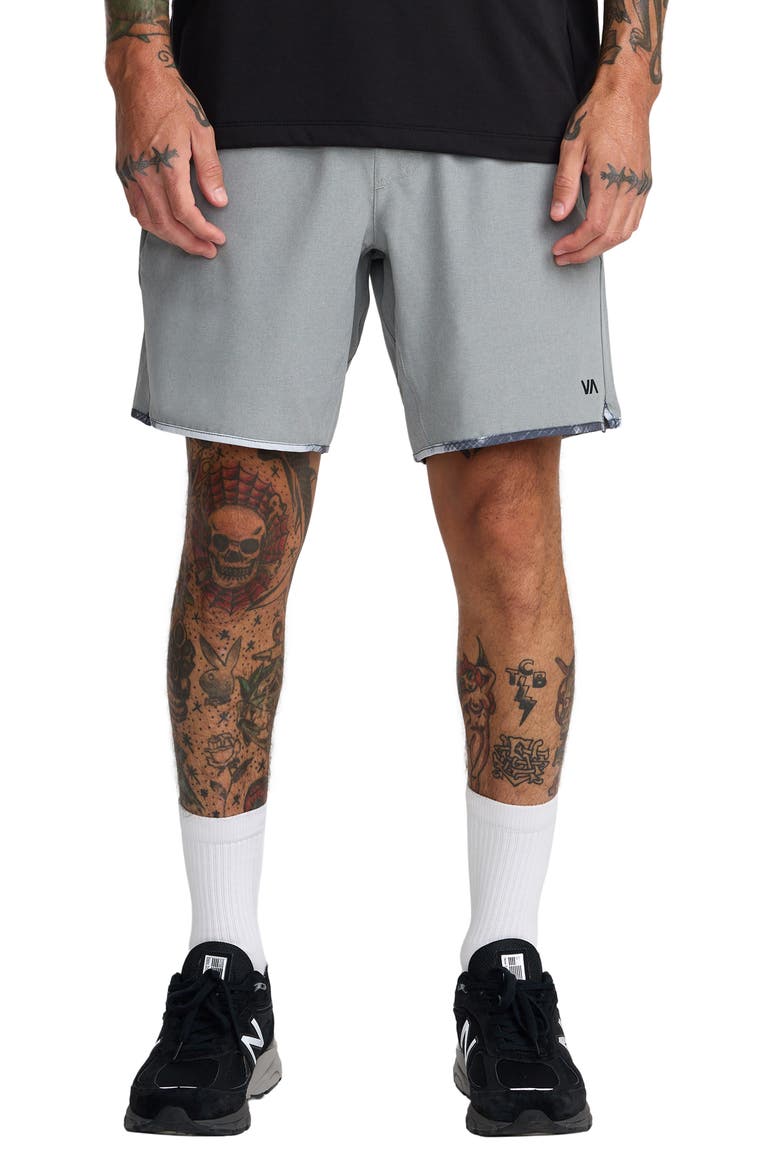 Yogger Stretch Contrast Shorts, Main, color, HEATHER GREY