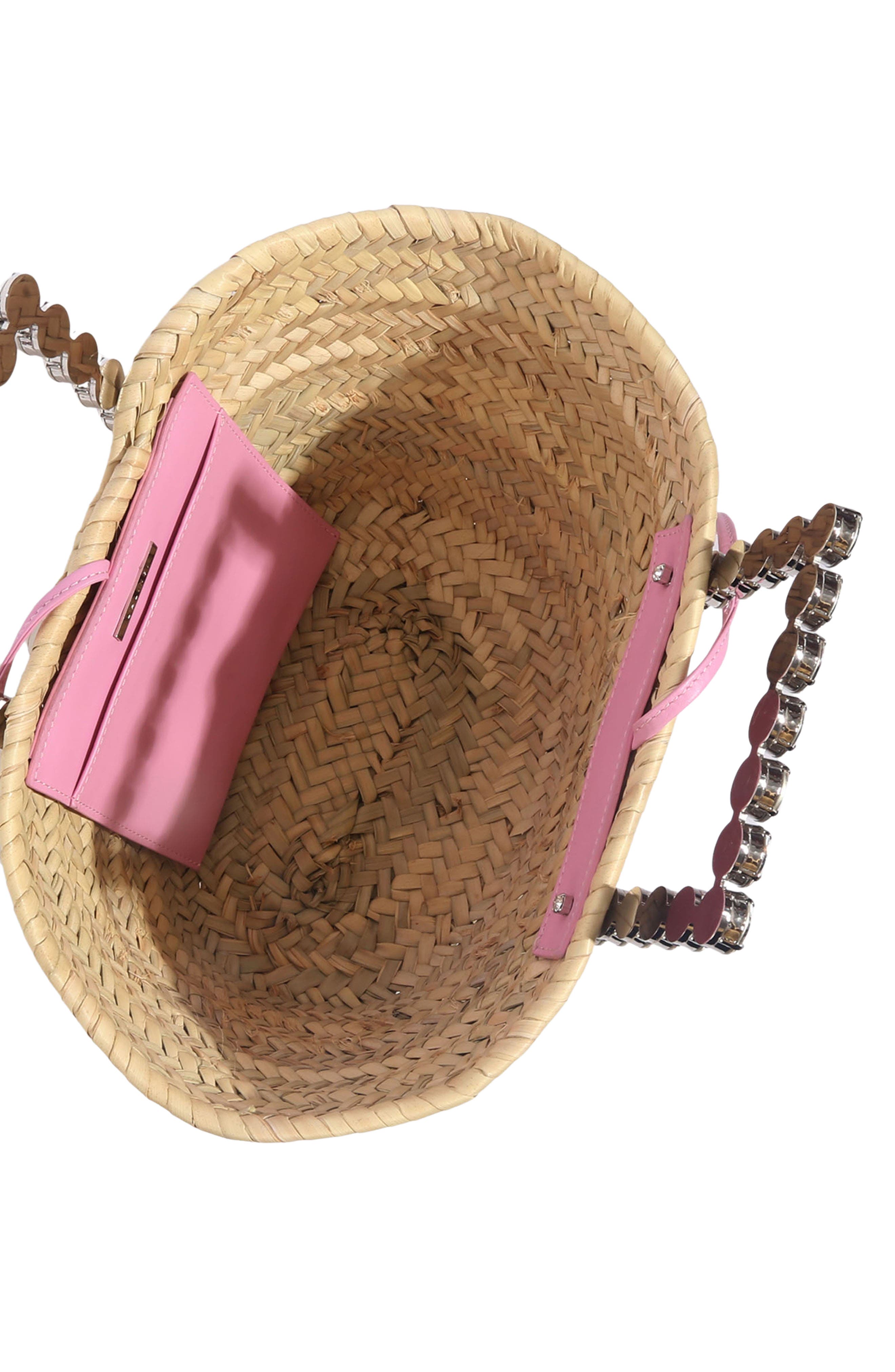 L’alingi Woven Raffia Crystal Top Handle Bag, Alternate, color, 