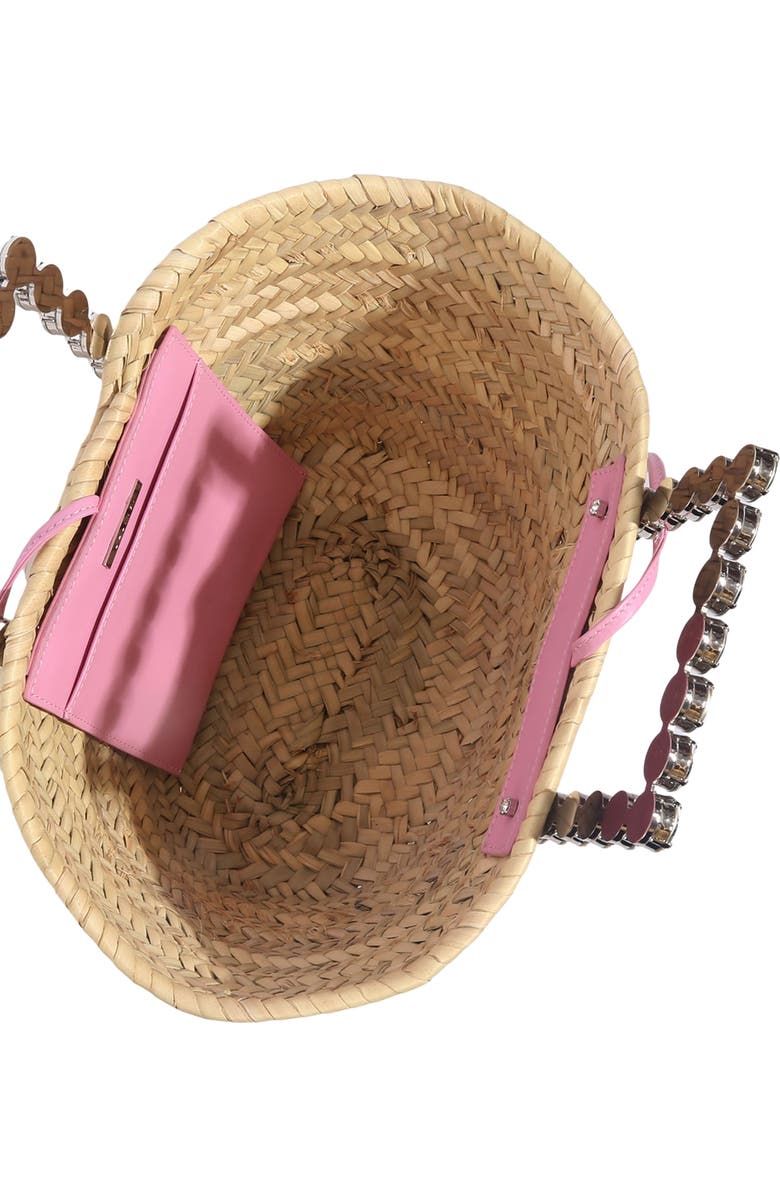 L’alingi Woven Raffia Crystal Top Handle Bag, Alternate, color,