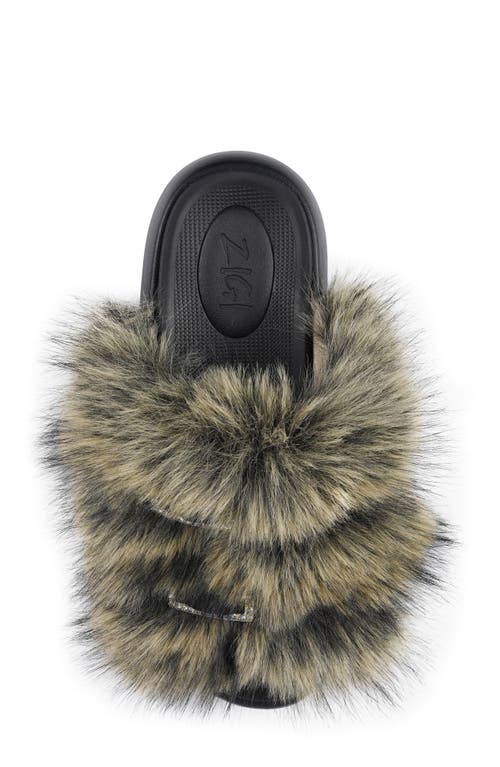 Zigi Fire Faux Fur Platform Sandal In Green