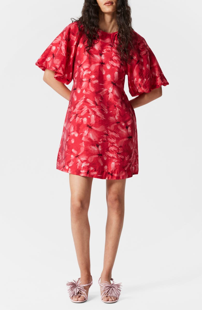 & Other Stories Puff Sleeve Hammered Satin Dress, Main, color, 