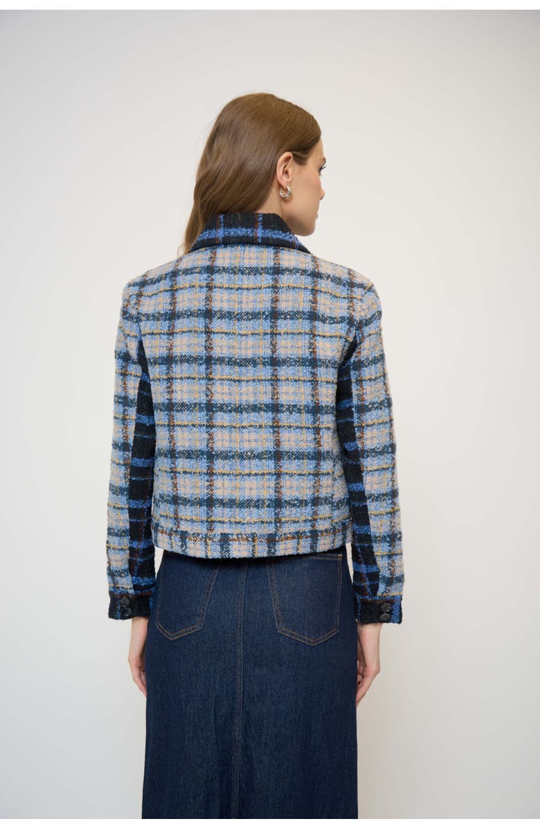 Central Park West Daphne Cropped Mixed Plaid Patch Pocket Jacket, Alternate, color, 