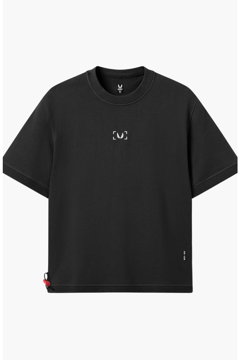 Herringbone Terry Oversized Cinch Tee, Alternate, color, Black