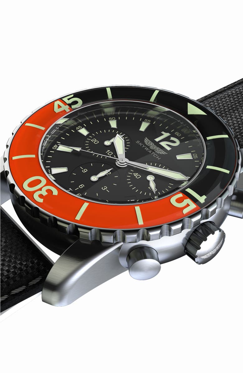 SKYWATCH Classic Chronograph Woven Strap Watch, 46mm, Alternate, color, 