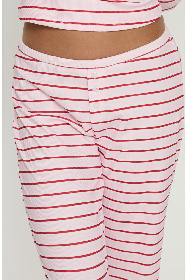 Slumber Party Rib Stripe Pajama Pants, Alternate, color, PINK/ RED STRIPE