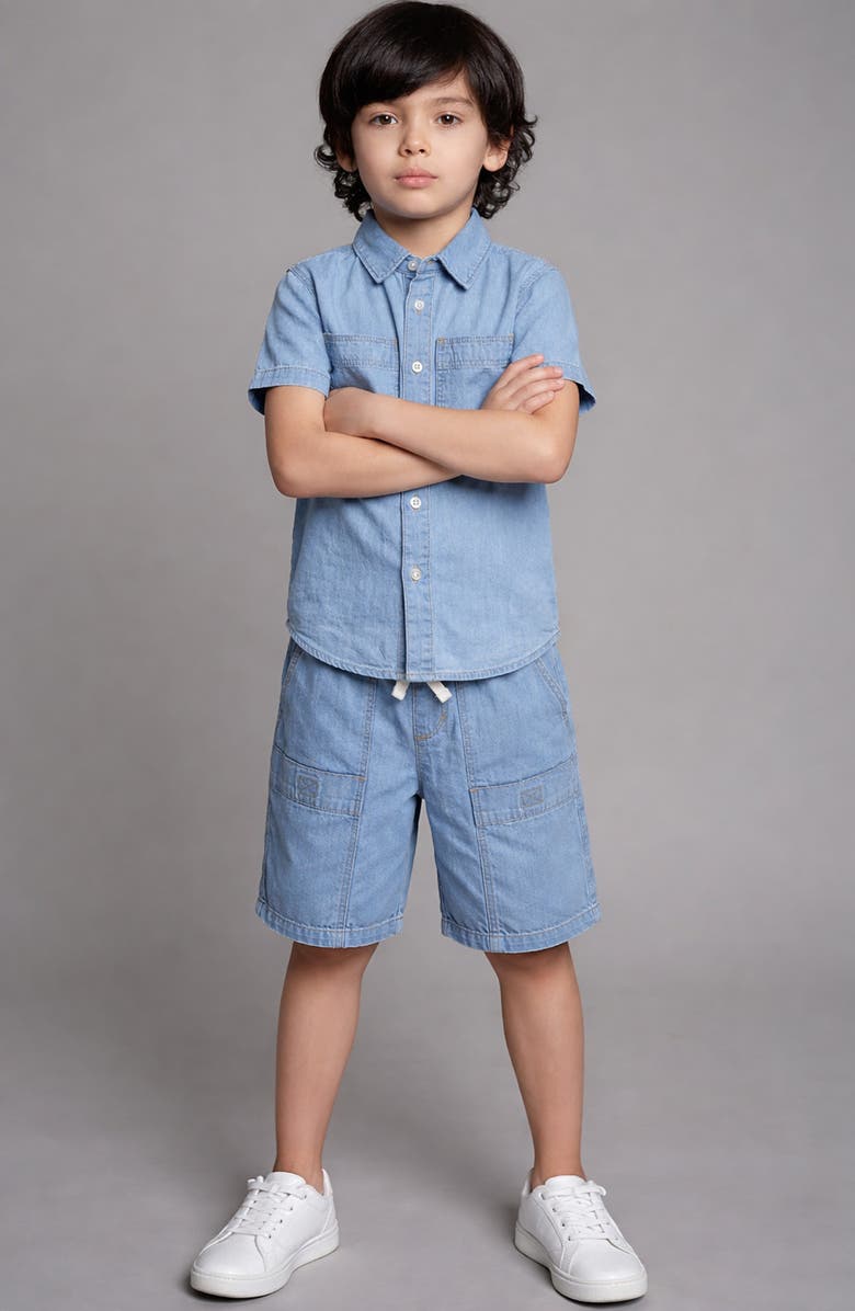 Joe's Jeans Kids' Chambray Button-Up Shirt & Shorts Set, Alternate, color, Light Wash