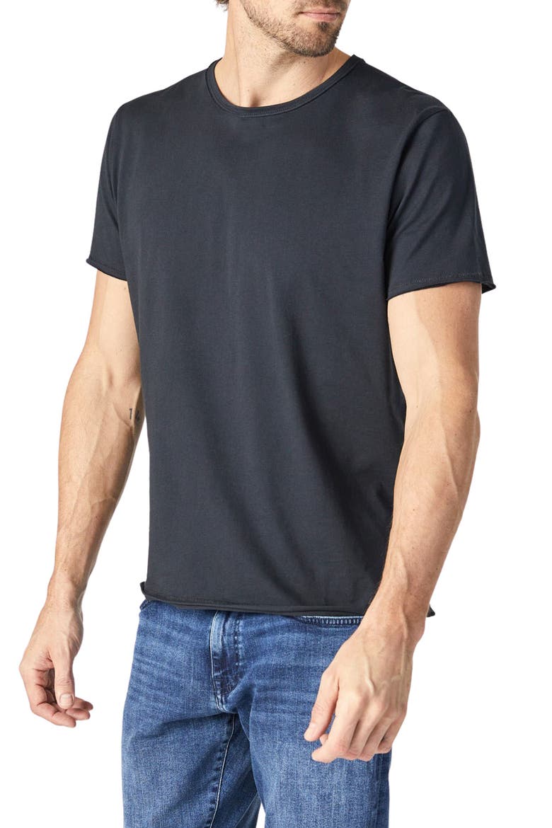 Raw Edge Cotton T-Shirt, Alternate, color, BLACK
