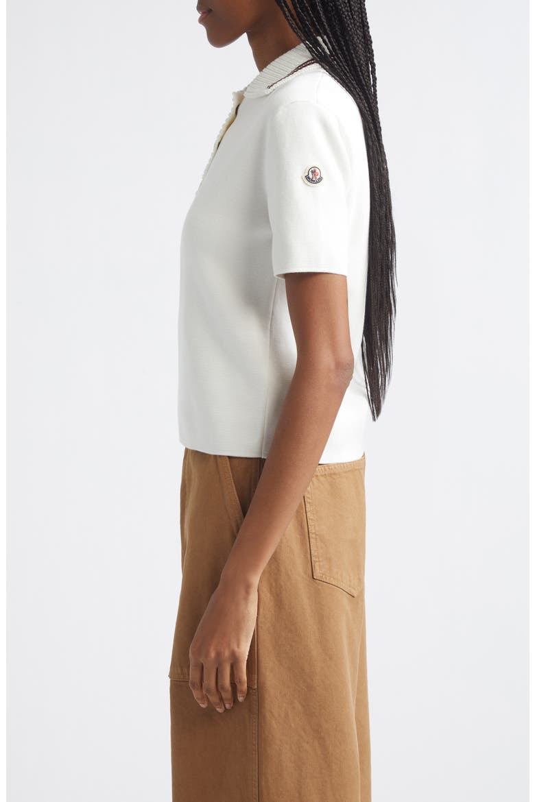 Knit Collar Cotton Polo, Alternate, color, WHITE