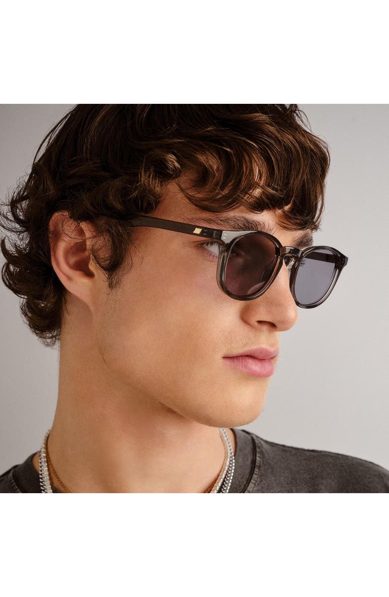 Le Specs Club Royale 48mm Round Sunglasses, Alternate, color, Pewter / Smoke Tint