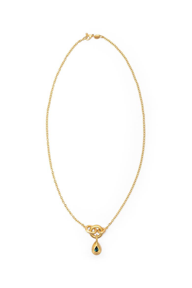 Voyage Necklace Light Chain with Drop Charm Deep Blue Topaz. Handmade in Italy, Main, color, Deep Blue Topaz