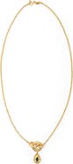 Eloise Jewelry Voyage Necklace Light Chain with Drop Charm Deep Blue Topaz. Handmade in Italy