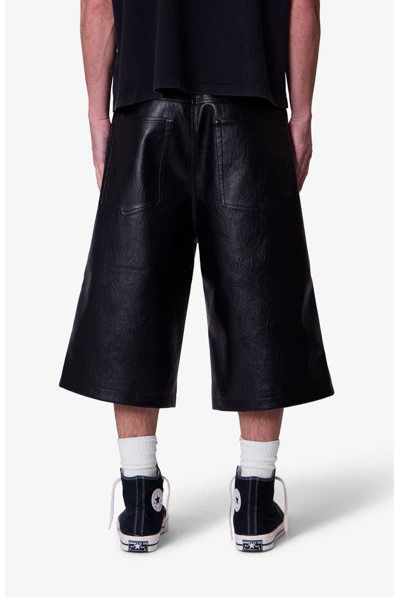 Raw Ultra Baggy Faux Leather Shorts, Alternate, color, BLACK