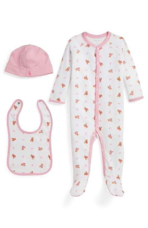 Cotton Interlock Footie, Bib & Hat Set (Baby)