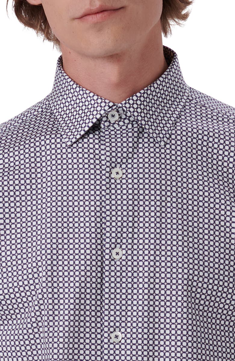 Bugatchi OoohCotton<sup>®</sup> Medallion Print Short Sleeve Button-Up Shirt, Alternate, color, 