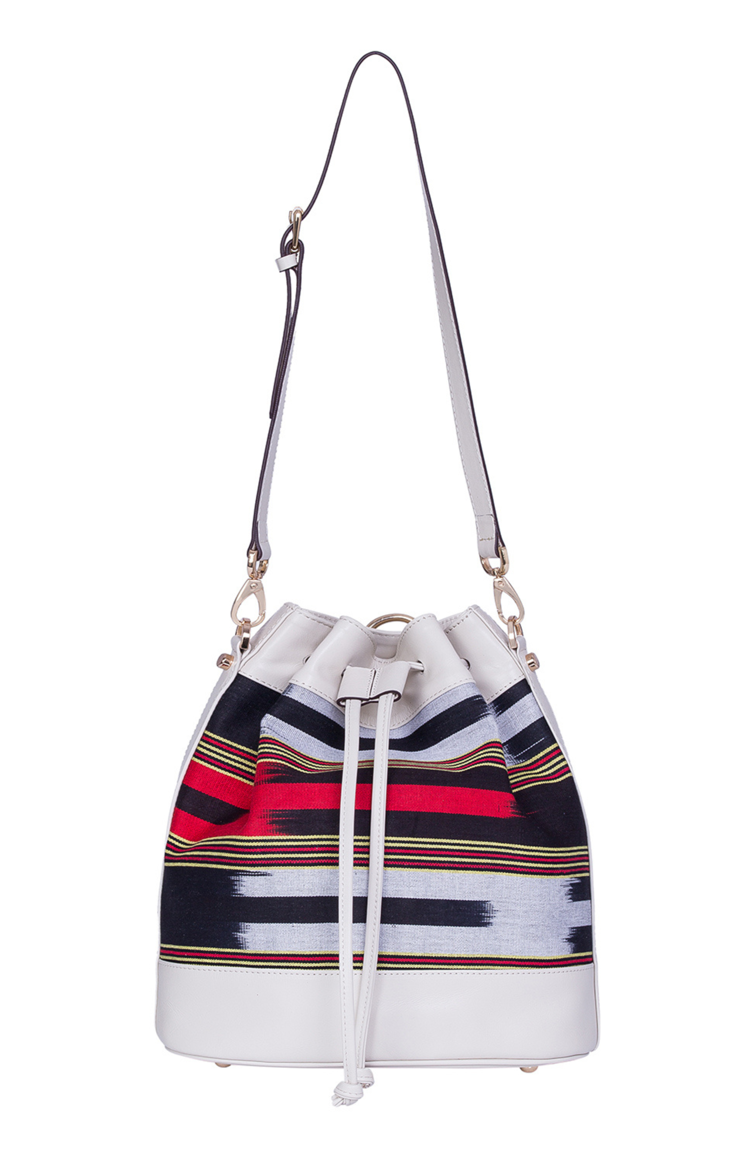 K'ai & Vrosi Leather & Fabric Pattern Convertible Bag, Alternate, color, Beige