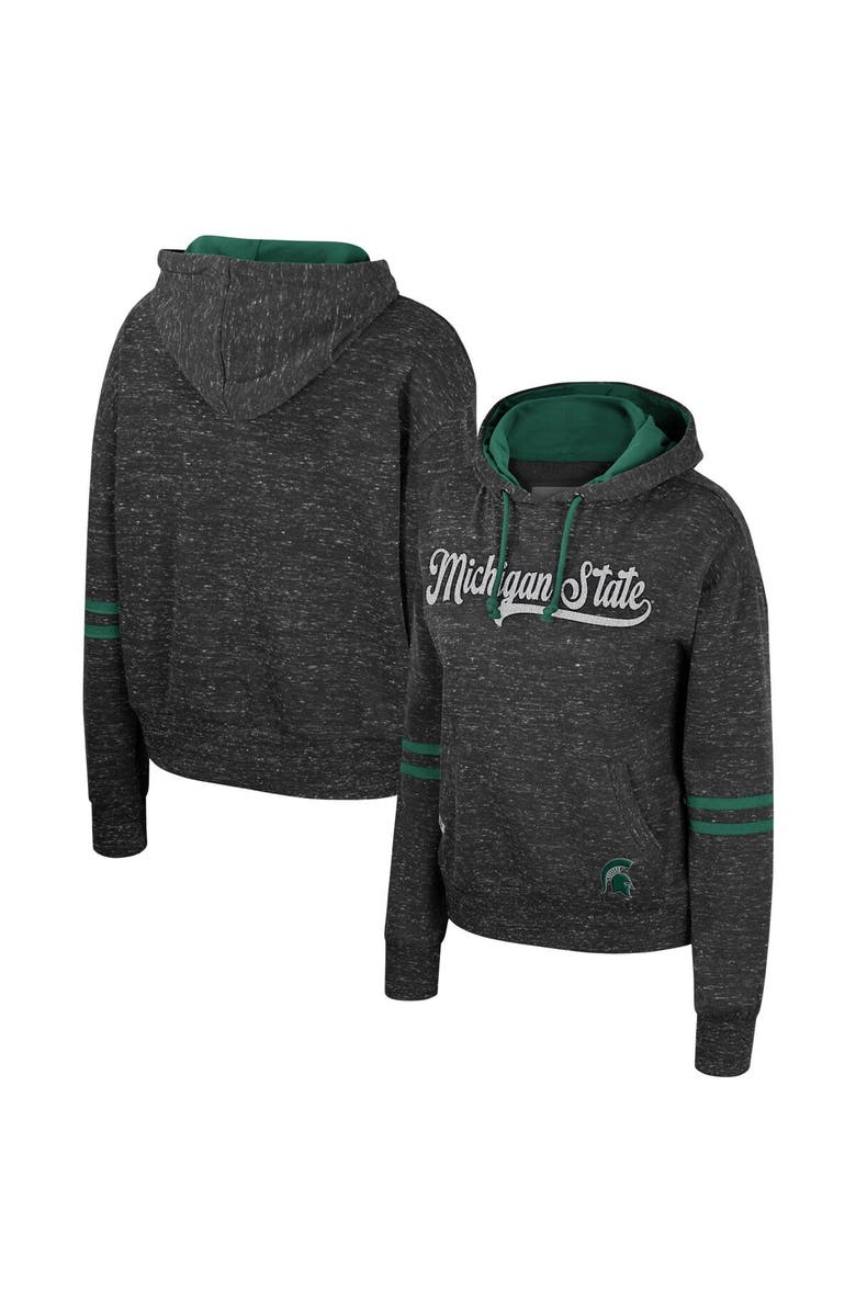COLOSSEUM Women's Colosseum Charcoal Michigan State Spartans Catherine Speckle Pullover Hoodie, Main, color, Charcoal
