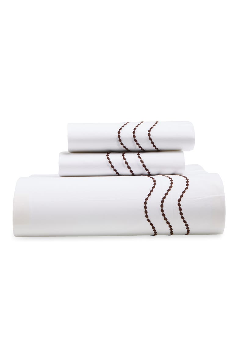 Serena Embroidered Percale Sheet Set, Main, color, MOCHA