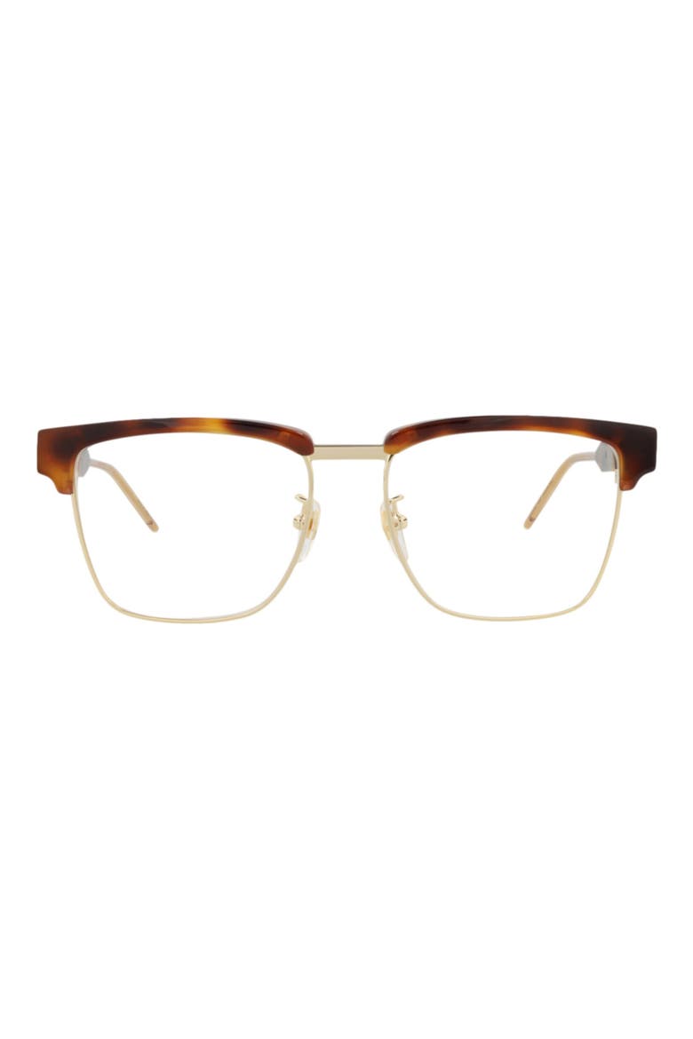 52mm Half Rim Optical Glasses, Main, color, HAVANA HAVANA TRANSPARENT