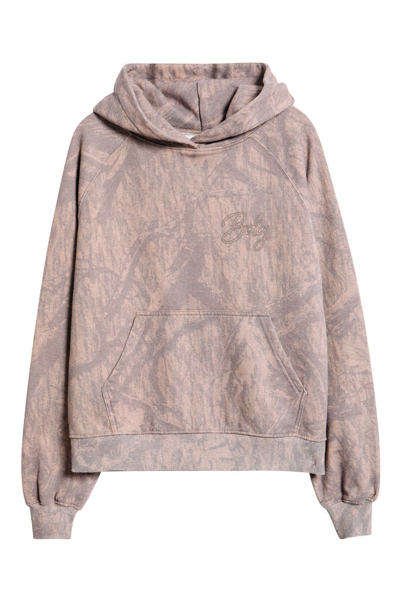 Oversize Camouflage Hoodie, Alternate, color, DARK BROWN CAMO