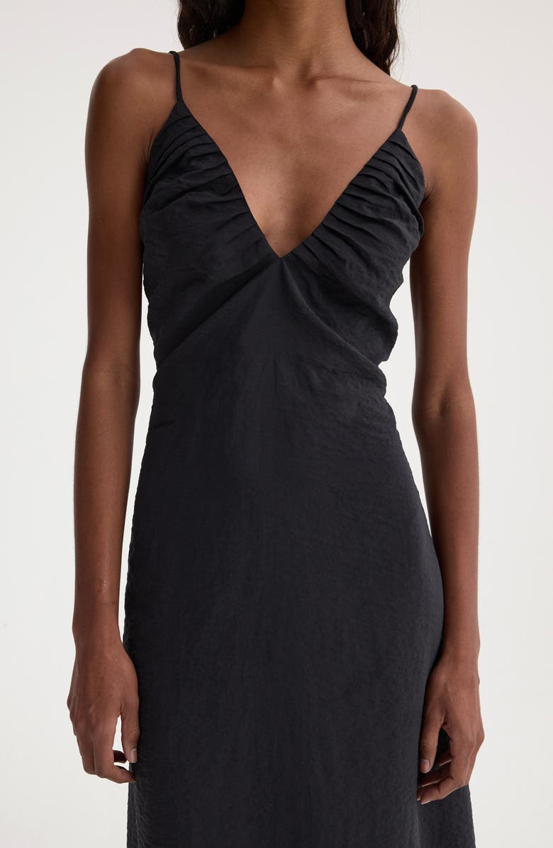 Róhe Sleeveless Hammered Silk Blend Maxi Dress, Alternate, color, Black