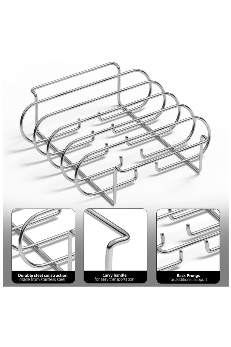 Nonstick Rib Rack, Alternate, color, SILVER