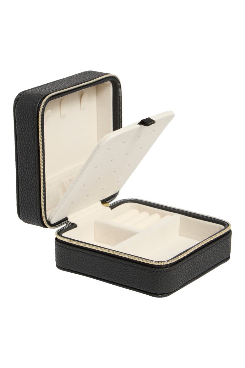 Square Zip Jewelry Box, Alternate, color, BLACK PEBBLE